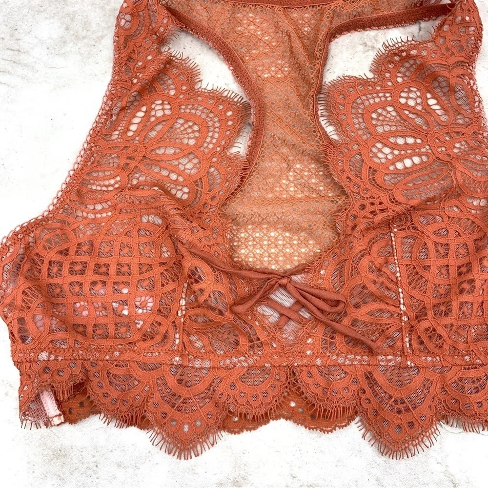 PINK Victoria Secret Women Medium Bralette Pull On Rustic Orange‎ Dream Angels